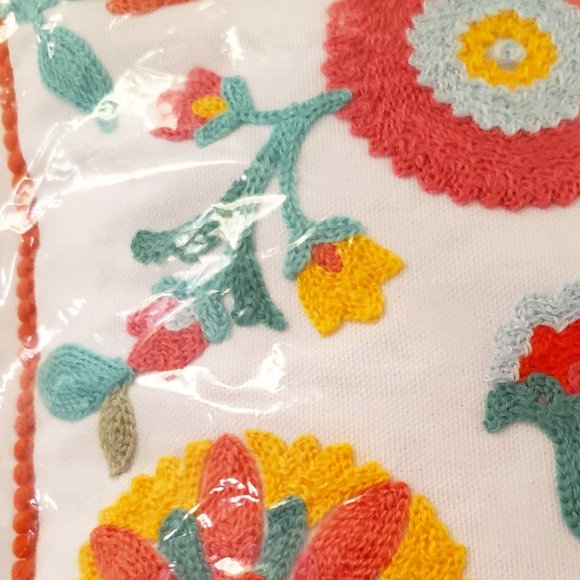 Levtex Home Throw Pillow 18" x 18"  Peacock Flowers Cotton Multi Color - Picture 8 of 11